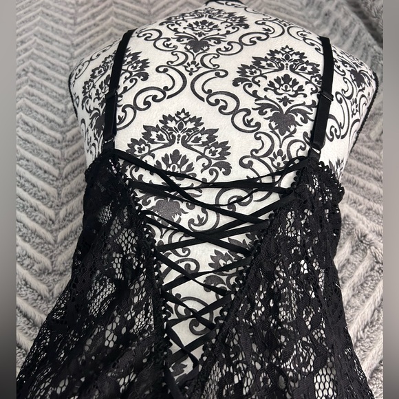 Adore me size 2X clarisse unlined black lace sexy lingerie bodysuit lace up - Picture 5 of 7